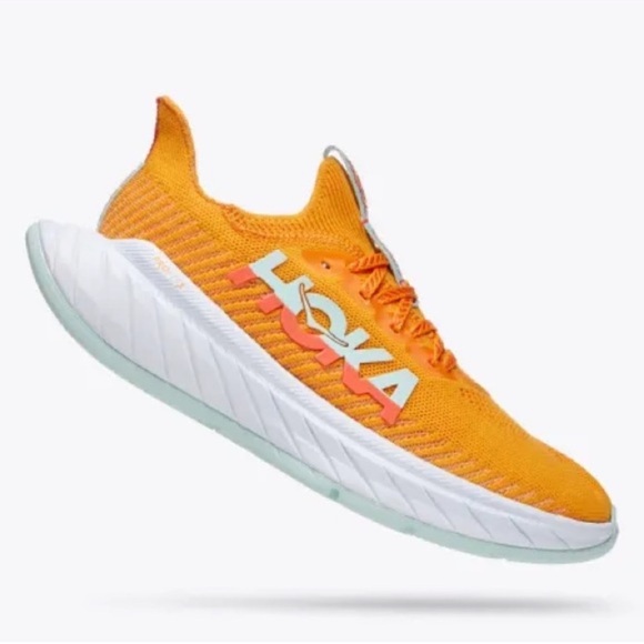 Hoka‎ Carbon X 3 Radiant Yellow/Camellia orange sneakers Sz 10B - Picture 1 of 11